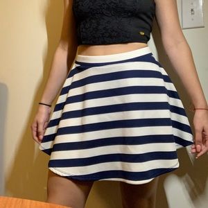 Navy Blue & White Striped Skirt